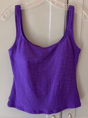 Gottex y2k Yoga Mom Purple Crocodile
Embossed Tank Top Reptile Textured Tankini